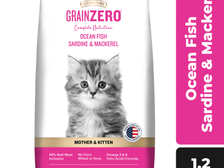 Signature Grain Zero Ocean Fish, Sardine and Mackerel Mother and Kitten Cat Dry Food Online Hot Sale