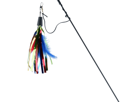 Basil Cat Teaser with Feathers & Bell for Cats (Multi Colour) Cheap