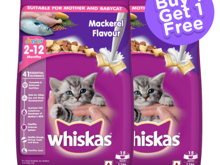 Whiskas Mackerel Flavour Dry Food for Mother and Baby Cat (Buy 1 Get 1) (Limited Shelf Life) Fashion