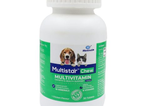 Mankind Multistar Chew tablets Multivitamin Supplement for Dogs and Cats (pack of 30 tablets) For Sale