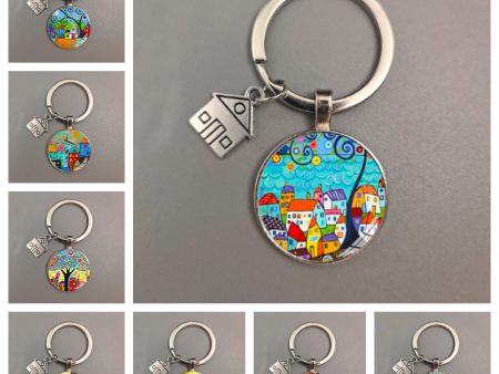 Wholesale Colorful House Metal Keychains Online