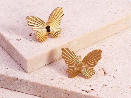 Wholesale 18K Gold Plated Butterfly Titanium Steel Earrings Online now