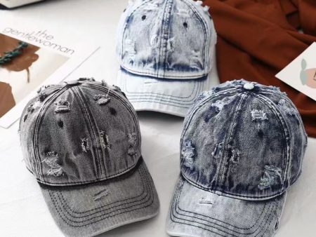 Wholesale Ripped Washed Denim Baseball Caps Online Hot Sale