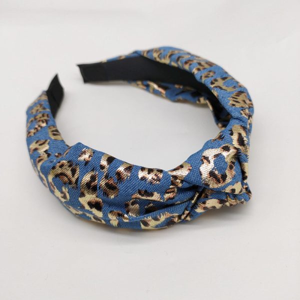 Wholesale Wide-brimmed Denim Retro Leopard Print Headband Supply