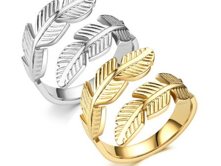 Wholesale Feather Opening Titanium Steel Rings Online Hot Sale