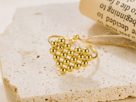 Wholesale 18K Gold Stainless Steel Round Bead Heart Opening Ring Discount