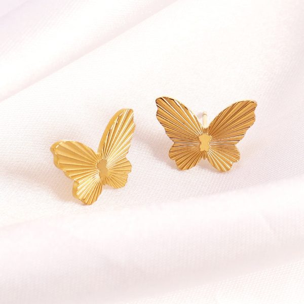 Wholesale 18K Gold Plated Butterfly Titanium Steel Earrings Online now