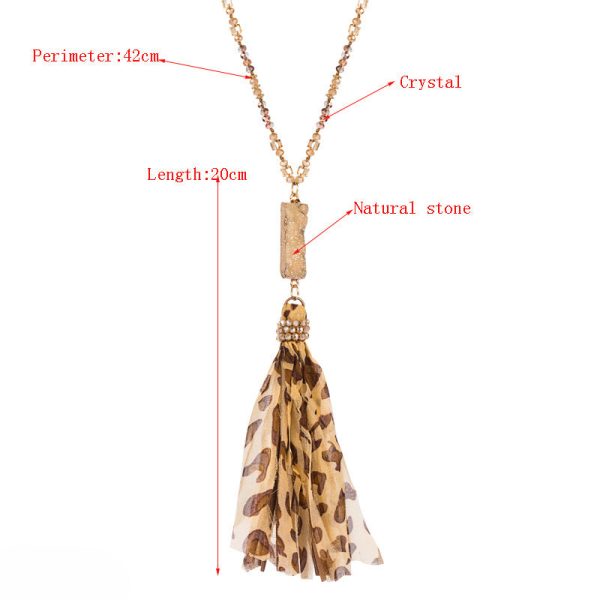 Wholesale Crystal Beaded Alloy Inlaid Natural Stone Leopard Print Tassel Sweater Chain Supply