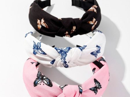 Wholesale Art Butterfly Knotted Wide Border Cute Printed Floral Headband Discount