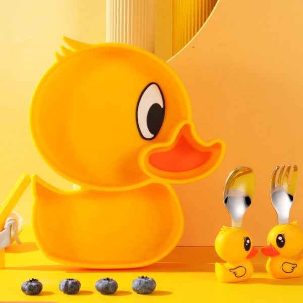 Wholesale Cartoon Little Duck Baby Silicone Dinner Plate Fashion