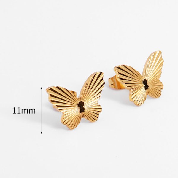 Wholesale 18K Gold Plated Butterfly Titanium Steel Earrings Online now