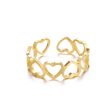 Wholesale 18K Gold Stainless Steel Hollow Heart Opening Ring Hot on Sale