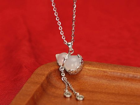 Wholesale 925 Sterling Silver White Chalcedony Gourd Clavicle Chain Necklace For Cheap