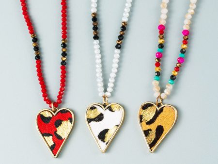 Wholesale Crystal Beaded Alloy Inlaid Leopard Print Leather Love Sweater Chain For Sale