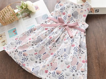 Wholesale Cotton Butterfly Print Sleeveless Dress Sleeveless Princess Skirt Fashion