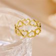 Wholesale 18K Gold Stainless Steel Hollow Heart Opening Ring Hot on Sale