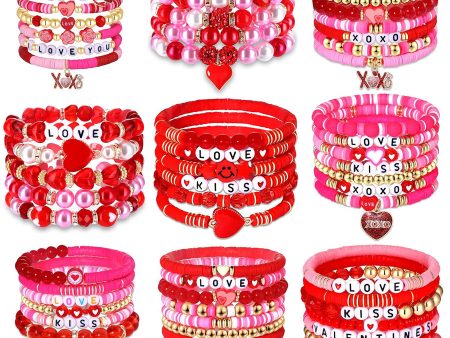 Wholesale Valentine s Day Polymer Clay Love Pendant Resin Beaded Bracelet Online Sale