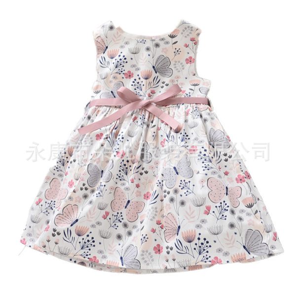 Wholesale Cotton Butterfly Print Sleeveless Dress Sleeveless Princess Skirt Fashion