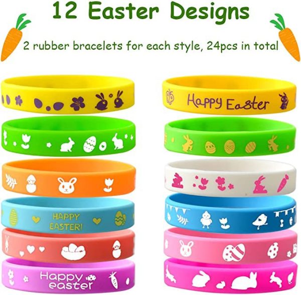 Wholesale 100pcs Easter Bunny Egg Basket Silicone Bracelet Online Hot Sale