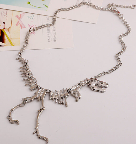 Wholesale Goth Theme Exaggerated Retro Dinosaur Skeleton Alloy Necklace Online now