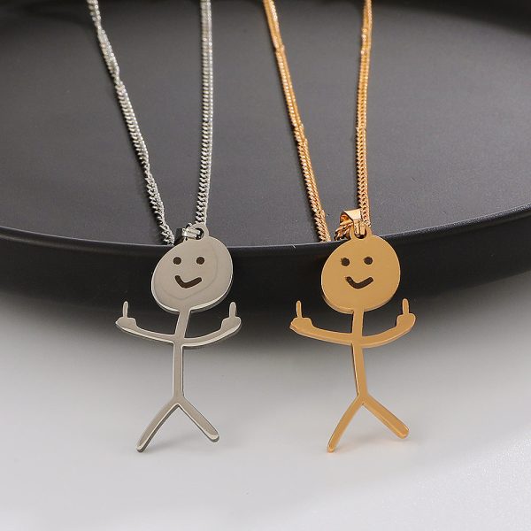 Wholesale Funny Middle Finger Funny Villain Stainless Steel Necklace Sale