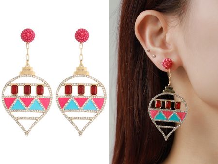 Wholesale Alloy Studded Diamond Exaggerated Christmas Tree Earrings For Discount