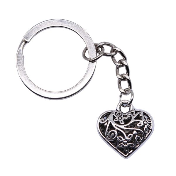 Wholesale 10PCS Three-dimensional Hollow Heart Pendant Metal Keychain Hot on Sale