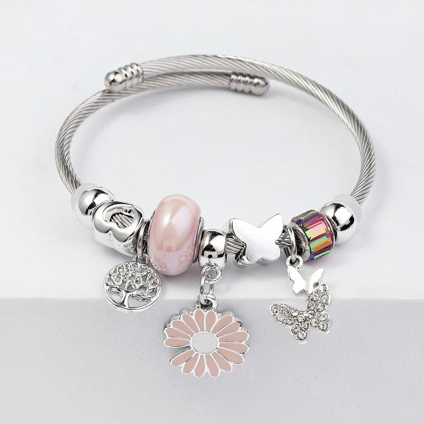 Wholesale Beaded Stainless Steel Butterfly Bracelet For Discount