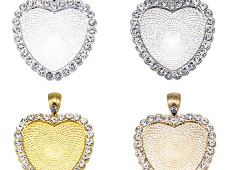 Wholesale 100PCS PACK Alloy 25mm Peach Heart Diamond Time Gemstone Base Online Sale