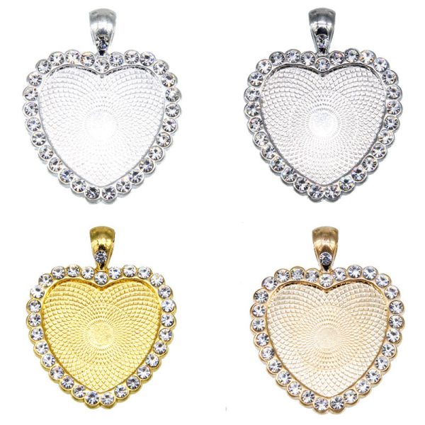 Wholesale 100PCS PACK Alloy 25mm Peach Heart Diamond Time Gemstone Base Online Sale