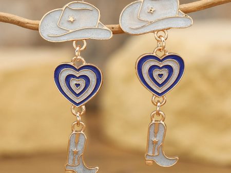 Wholesale Western Cowboy Hats Boots Love Alloy Oil Drop Earrings Online now