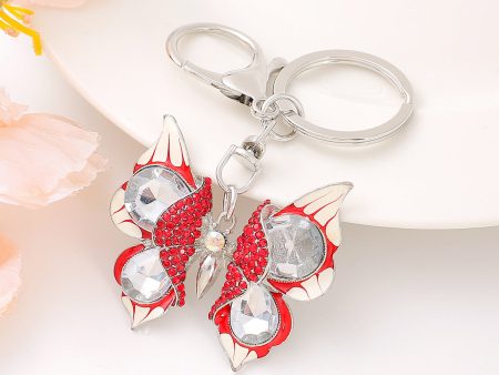 Wholesale Butterfly Diamond-encrusted Zinc Alloy Keychain Supply