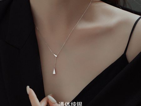 Wholesale Y-shaped S925 Sterling Silver Gold-plated Small and Slender Triangular Necklace Online now