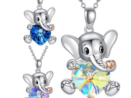 Wholesale Elephant Heart Colorful Crystal Necklace Discount