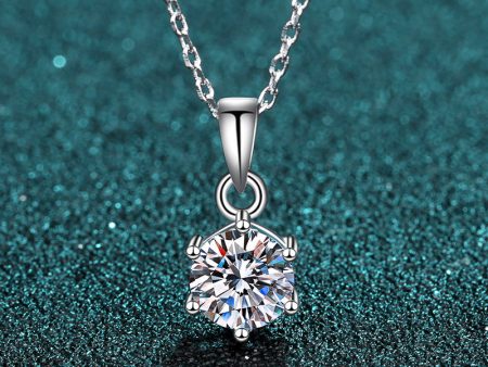 Wholesale 925 Sterling Silver 1 Carat Moissanite Six Claw Necklace Hot on Sale