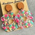 Wholesale 2 Pairs pack Acrylic Wooden Flower Simple Floral Earrings Supply