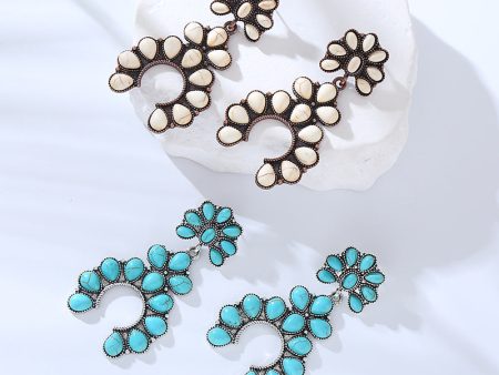 Wholesale Vintage Scalloped Turquoise Hollow Earrings Online Sale