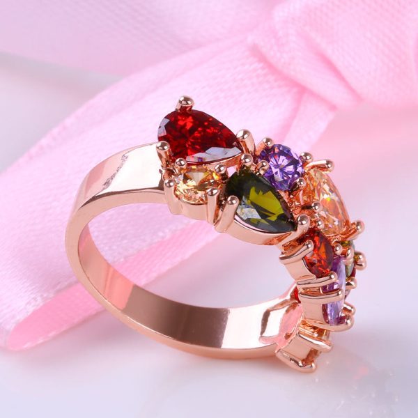 Wholesale Colored Crystal Zircon Ring For Cheap