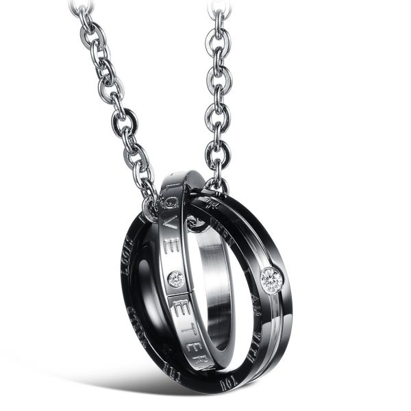 Wholesale Double Ring Stainless Steel Titanium Steel Necklace For Cheap