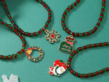 Wholesale Christmas Red and Green Ball Bead Alloy Necklace Online Sale