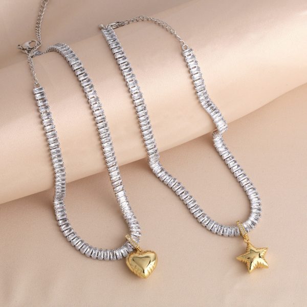 Wholesale Love Copper Plated 18k Gold Vintage Star Necklace Online