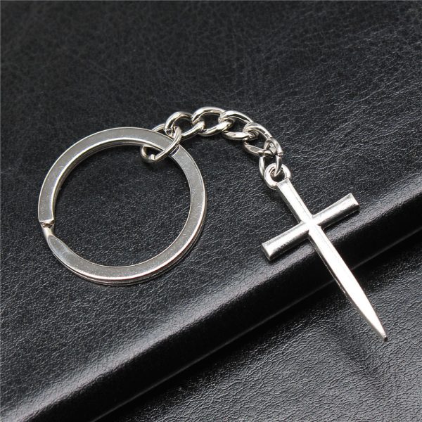 Wholesale 10PCS Cross Pendant Metal Keychain Hot on Sale