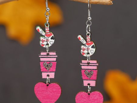 Wholesale Valentine s Day Love Water Cup YES Wooden Earrings Hot on Sale