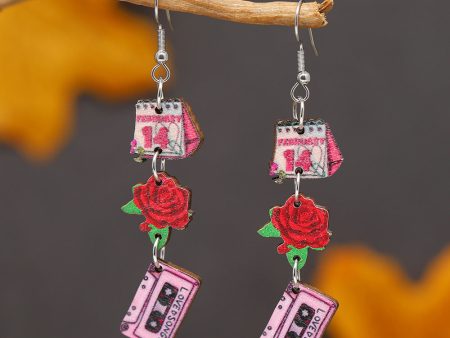 Wholesale Valentine s Day Personalized Printed Wooden Earrings Hot on Sale