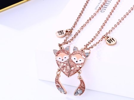 Wholesale Cartoon Children s Magnet Stone Alloy Fox Necklace Set Fashion