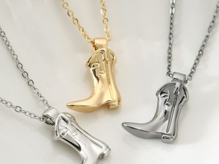 Wholesale Western Style Cowboy Boots Vintage Necklace Clavicle Chain Supply