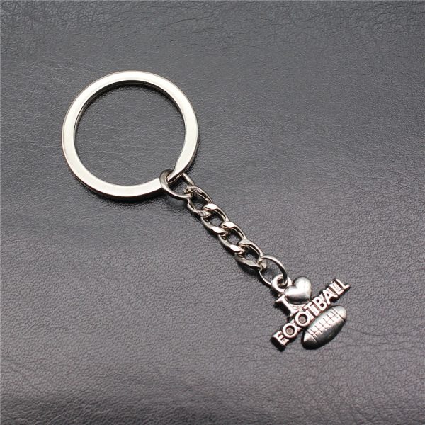 Wholesale 10PCS I Love Football Metal Keychain Supply