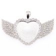 Wholesale 100PCS PACK Alloy 25mm Angel Wings Full Diamond Heart Base For Sale