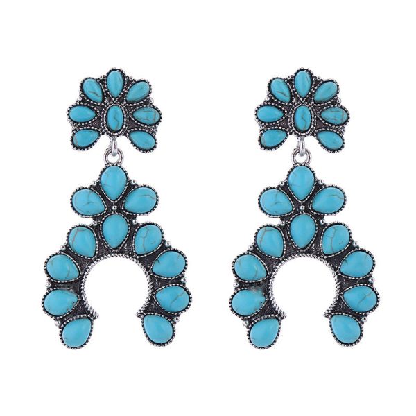 Wholesale Vintage Scalloped Turquoise Hollow Earrings Online Sale