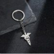 Wholesale Vintage Double Snake Staff Medical Rescue Logo Angel Wings Keychain Online Hot Sale